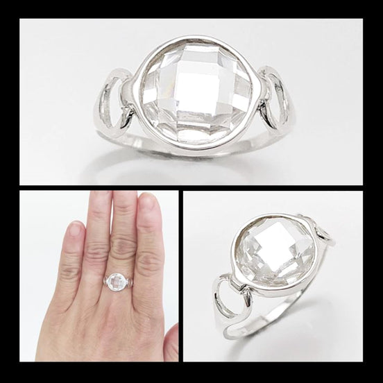 925 Ring Sterling Silver, Original Round Stone Ring, Lab Diamonds simulant (CZ), Round modern Ring, Bridal Ring, Unique Setting Ring