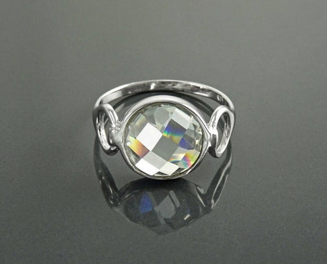 925 Ring Sterling Silver, Original Round Stone Ring, Lab Diamonds simulant (CZ), Round modern Ring, Bridal Ring, Unique Setting Ring
