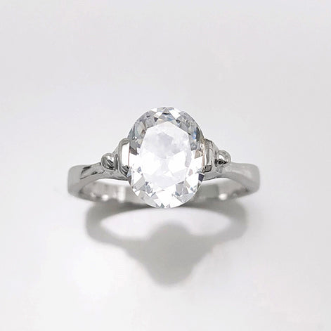 Oval Solitaire Ring, Sterling Silver, Original Oval Setting Ring, 1.5ct White Clear Stone (CZ), Modern Design Jewelry
