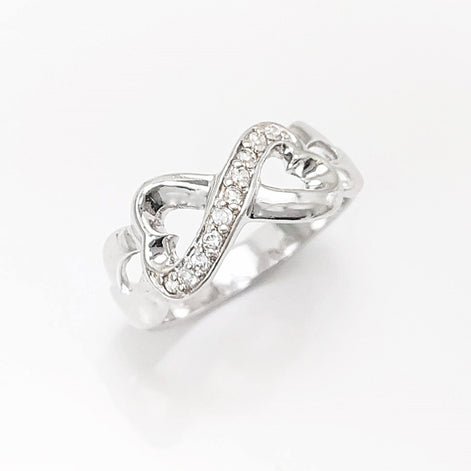 Sterling Silver Heart Infinity Ring • Eternity Promise Band