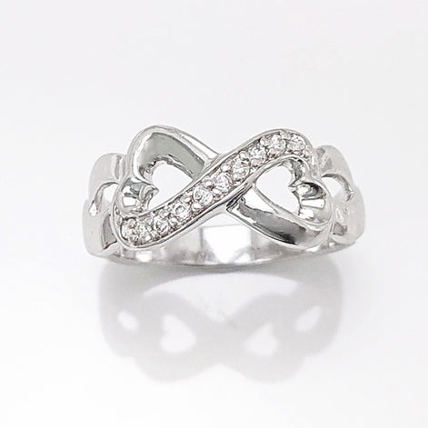 Sterling Silver Heart Infinity Ring • Eternity Promise Band