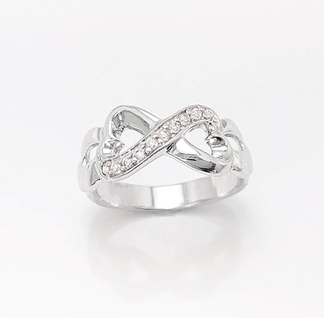 Sterling Silver Heart Infinity Ring • Eternity Promise Band
