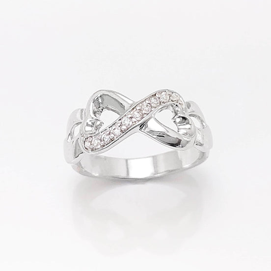 Sterling Silver Heart Infinity Ring • Eternity Promise Band