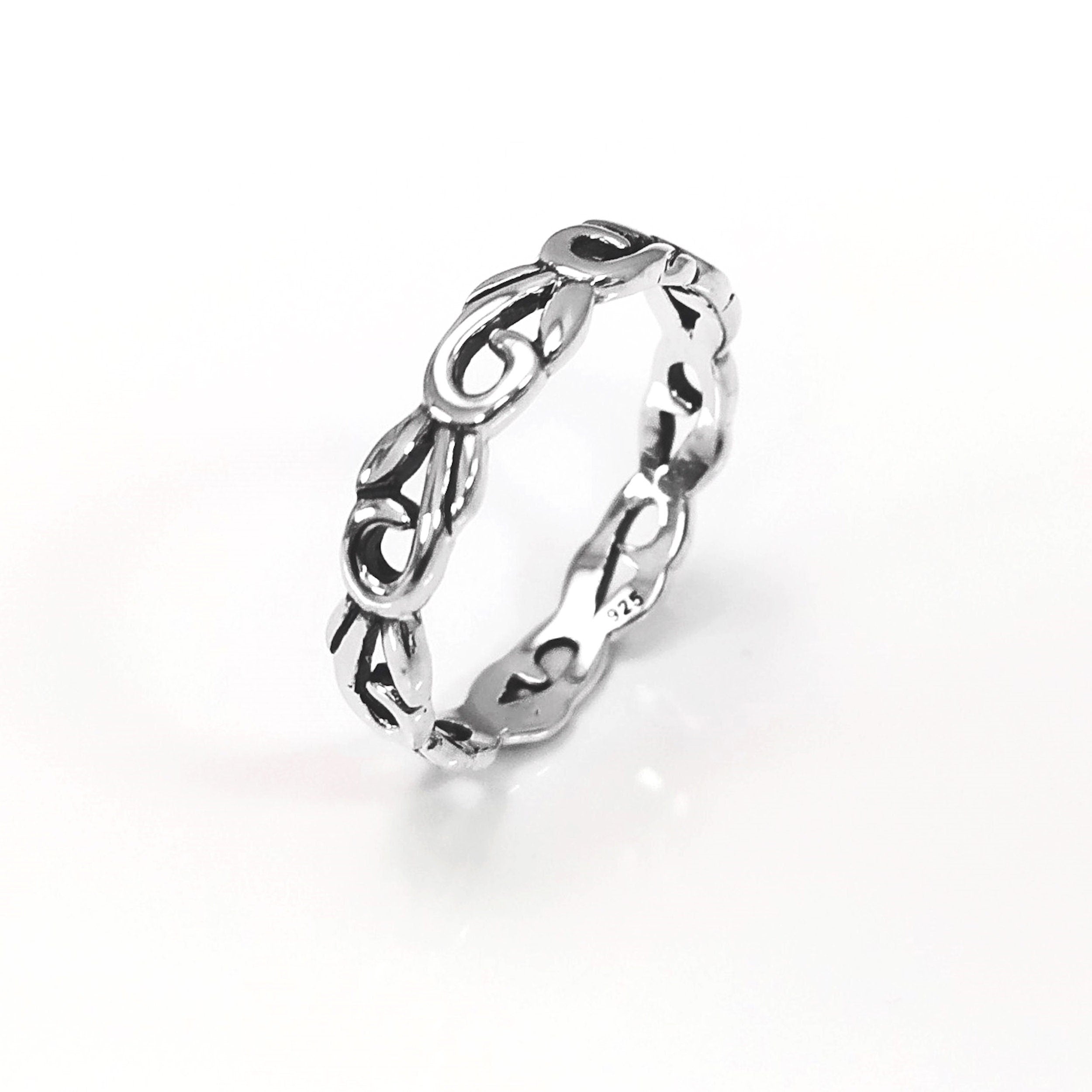 Hipster Band Ring, Sterling Silver, Bohemian Pirate Band, Unisex Jewelry, Hipster Promise Band, Gypsy Hollowed Ring, Gothic Engraved Band