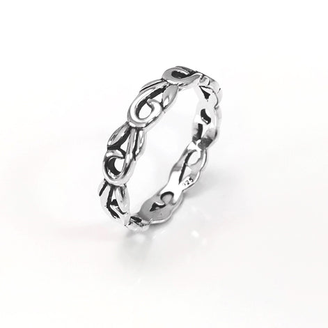 Hipster Band Ring, Sterling Silver, Bohemian Pirate Band, Unisex Jewelry, Hipster Promise Band, Gypsy Hollowed Ring, Gothic Engraved Band