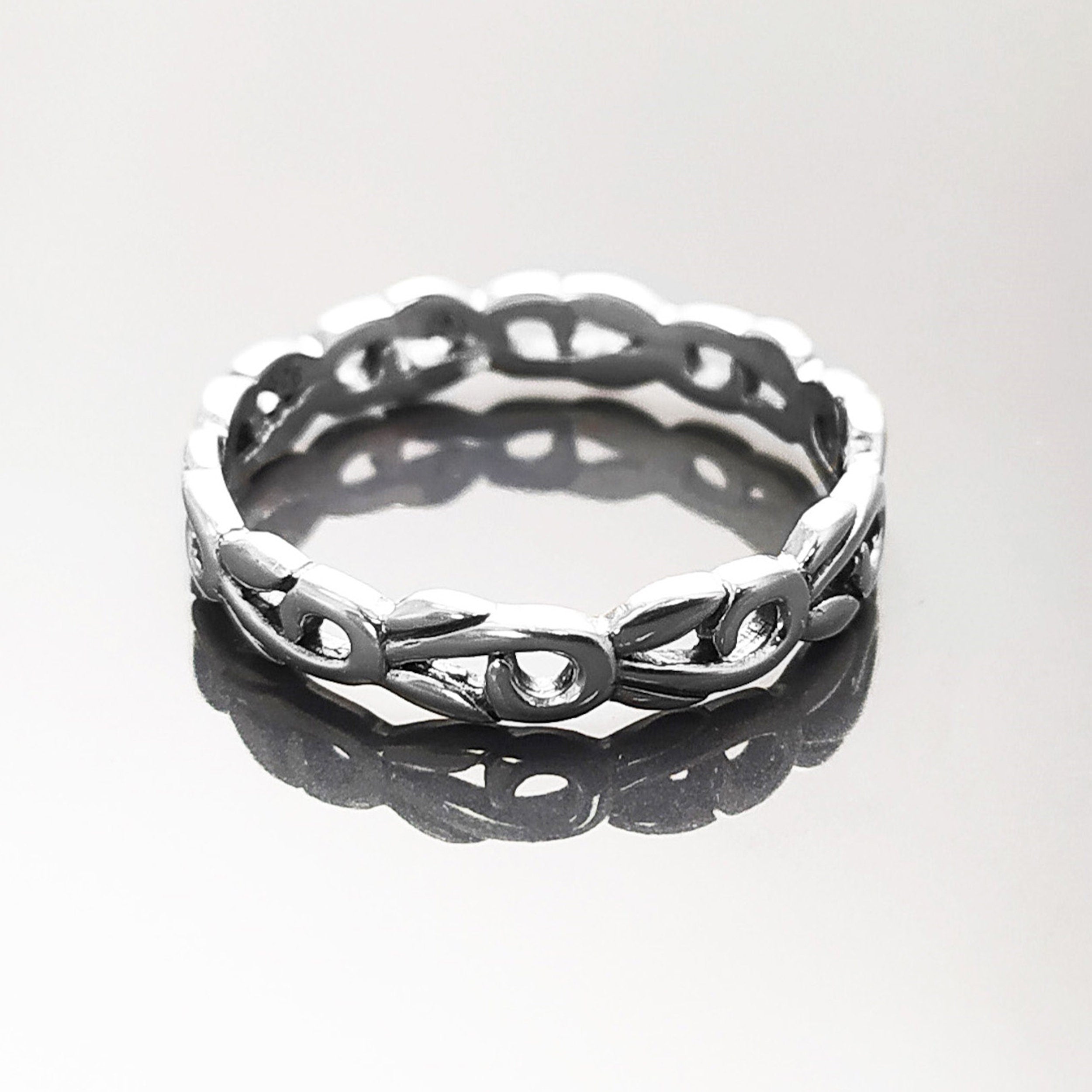 Hipster Band Ring, Sterling Silver, Bohemian Pirate Band, Unisex Jewelry, Hipster Promise Band, Gypsy Hollowed Ring, Gothic Engraved Band