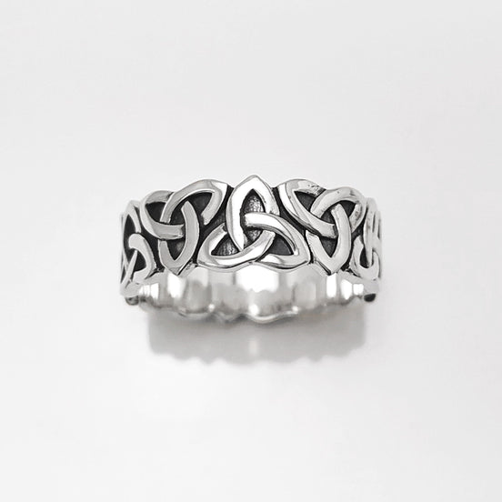 Sterling Silver Triquetra Ring, Norse Viking Celtic Knot Band