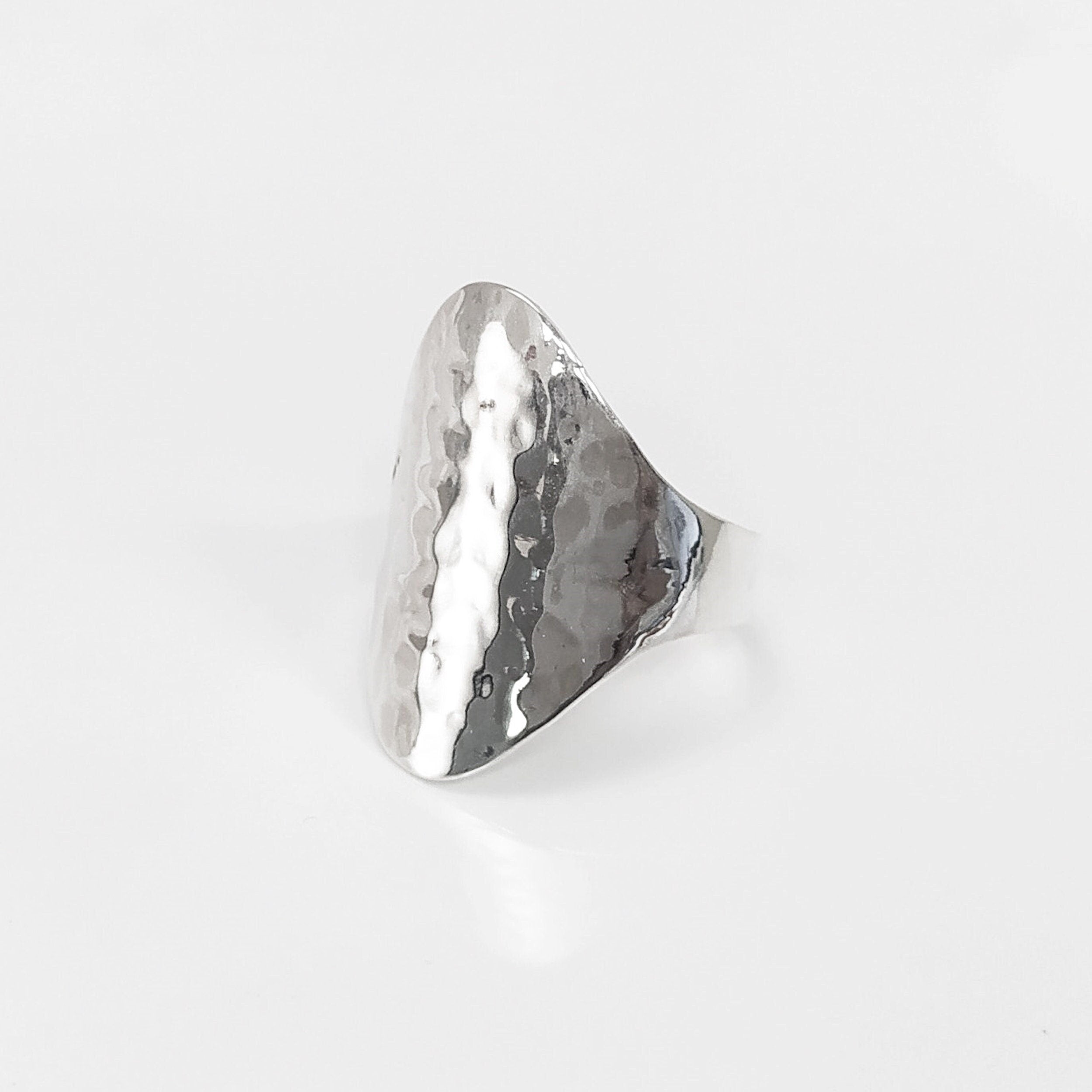 Hammered Ring, Sterling Silver, Oval Armor Ring, Dimpled Textured Ring, Designer Modern Ring, Minimalist Ring, gift idea for her