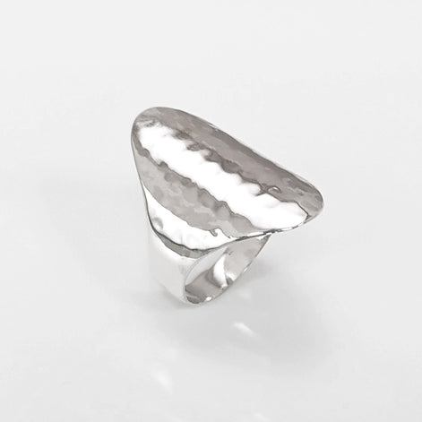 Hammered Ring, Sterling Silver, Oval Armor Ring, Dimpled Textured Ring, Designer Modern Ring, Minimalist Ring, gift idea for her