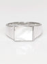 Sterling Silver Mother of Pearl Signet Ring, Unisex Square Stone