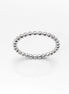 Sterling Silver Beaded Band Ring, Dainty Minimalist Stackable, Shiny Polished Finish