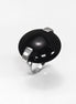 Round Black Ring, Sterling Silver, Statement Onyx Disc Gemstone, Modern Minimalist Jewelry, Domeded Round Stone Ring, Unique Designer Ring