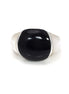 Black Domed Ring Sterling Silver, Domed Band jewelry, Bicolor Two tones Stones White Mother of Pearl, Onyx Stone, Minimalist Modern Design