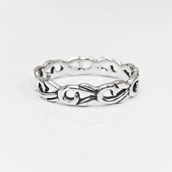 Hipster Band Ring, Sterling Silver, Bohemian Pirate Band, Unisex Jewelry, Hipster Promise Band, Gypsy Hollowed Ring, Gothic Engraved Band