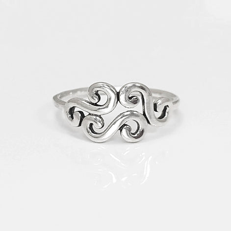 Antique Scrolls Ring, Sterling Silver, Scrolling Design Ring, Elegant Spiral Scroll Pattern Ring, Xmas Gift