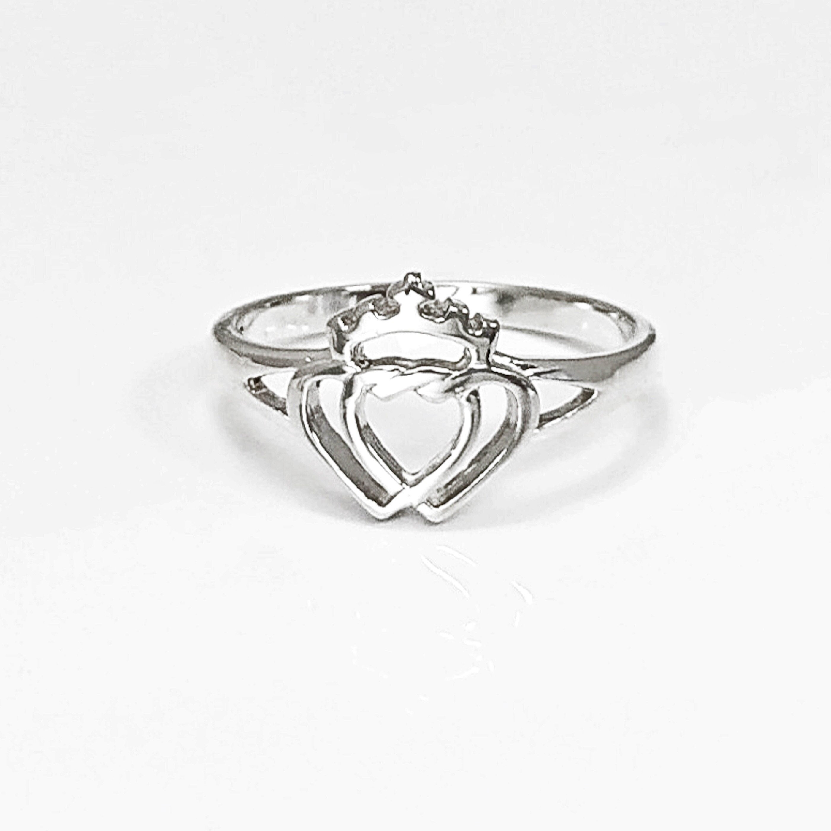 Sterling Silver Coeur de Vendée Double Heart Ring, French Traditional Souvenir Jewelry