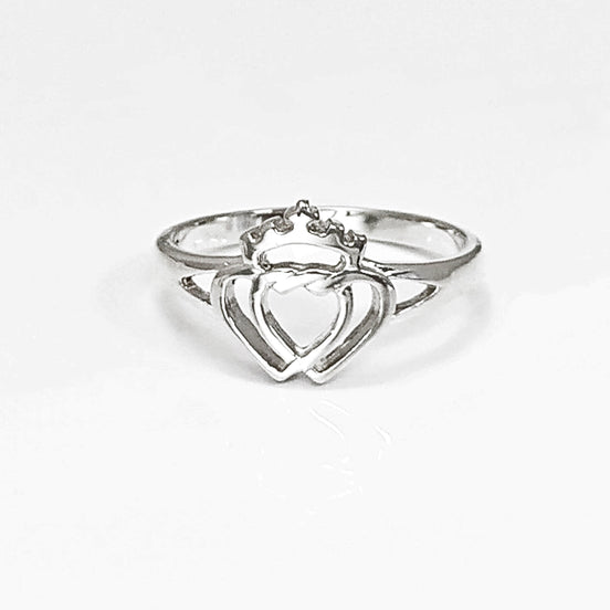 Sterling Silver Coeur de Vendée Double Heart Ring, French Traditional Souvenir Jewelry