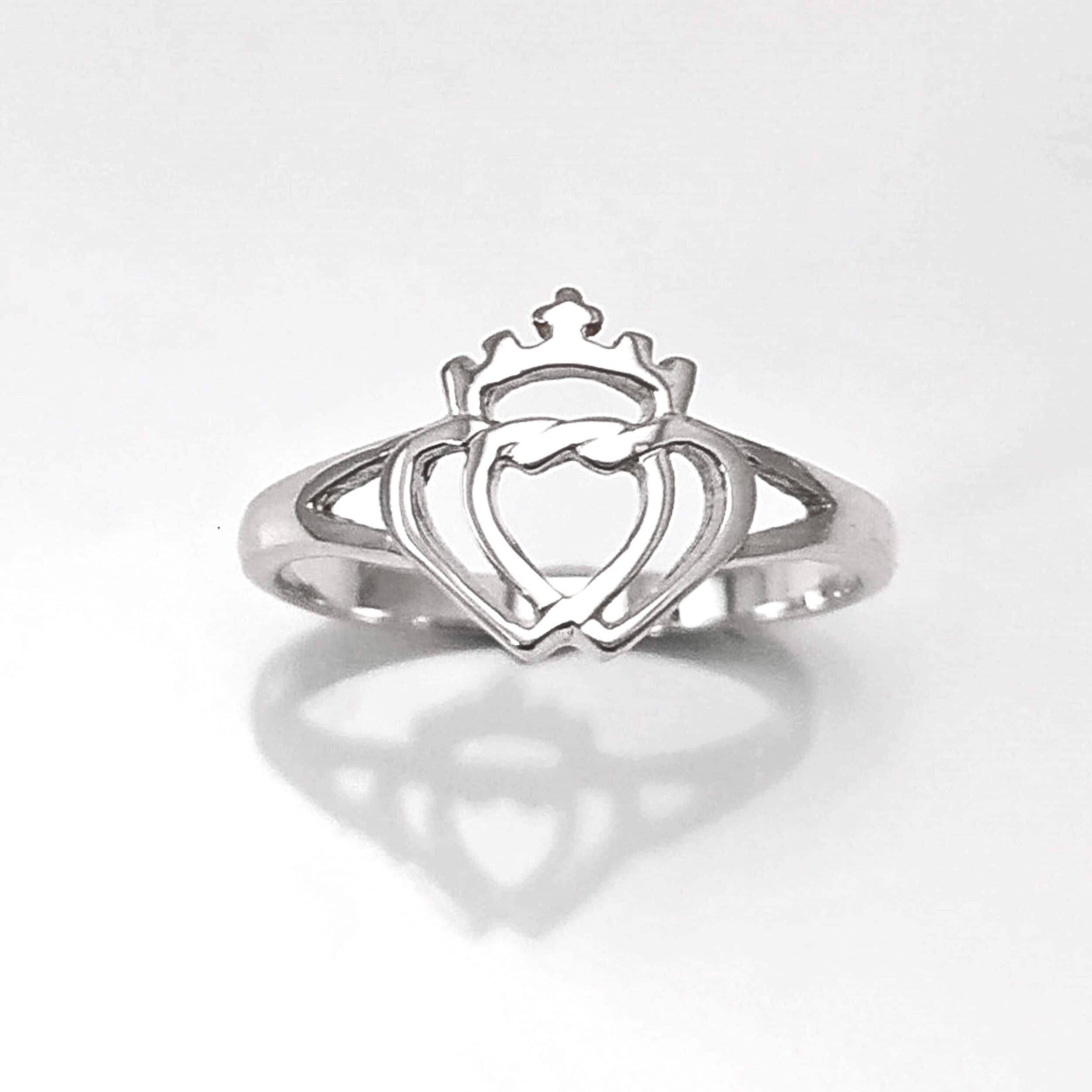 Sterling Silver Coeur de Vendée Double Heart Ring, French Traditional Souvenir Jewelry