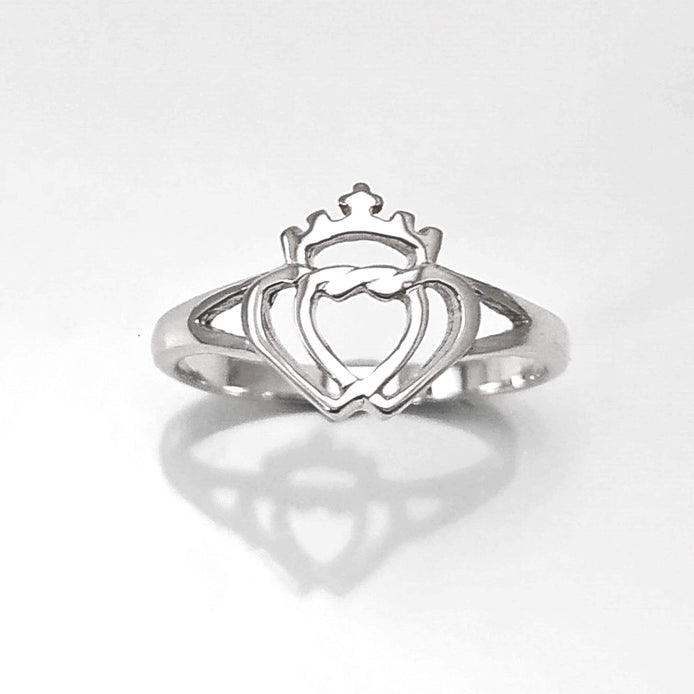 Sterling Silver Coeur de Vendée Double Heart Ring, French Traditional Souvenir Jewelry