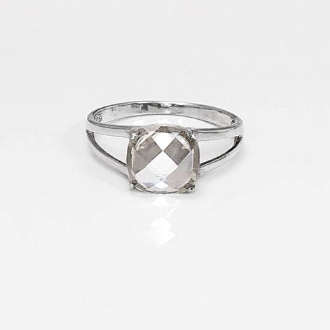 top side view Square Solitaire Ring Sterling Silver Woman Gift
