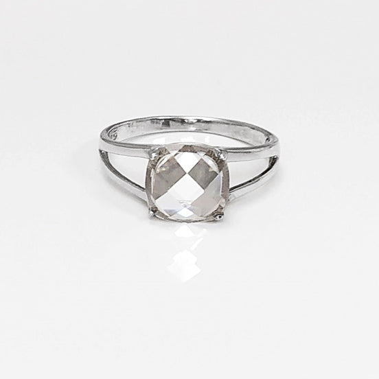 top side view Square Solitaire Ring Sterling Silver Woman Gift