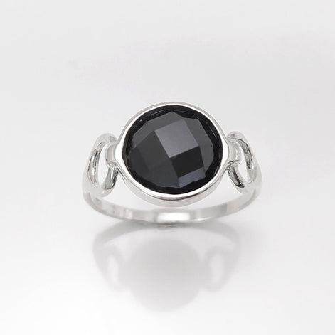 925 Black Diamond cz Ring • Sterling Silver Open Shank Ring • domed dark Stone Jewelry • Chic Modern Gift Zirconia