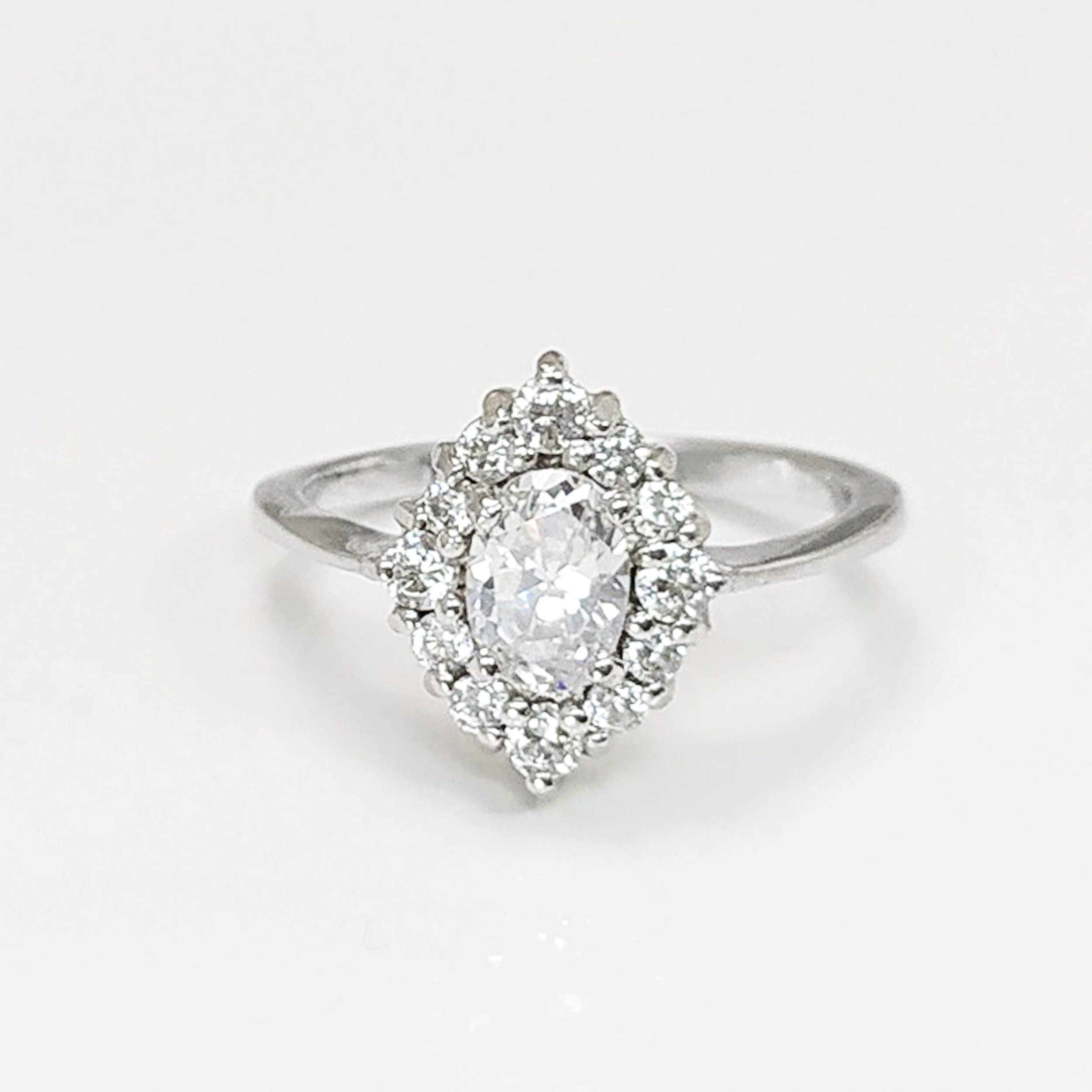 Handmade Sterling Silver Marquise Ring • Diamond CZ Engagement Ring