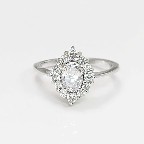 Handmade Sterling Silver Marquise Ring • Diamond CZ Engagement Ring