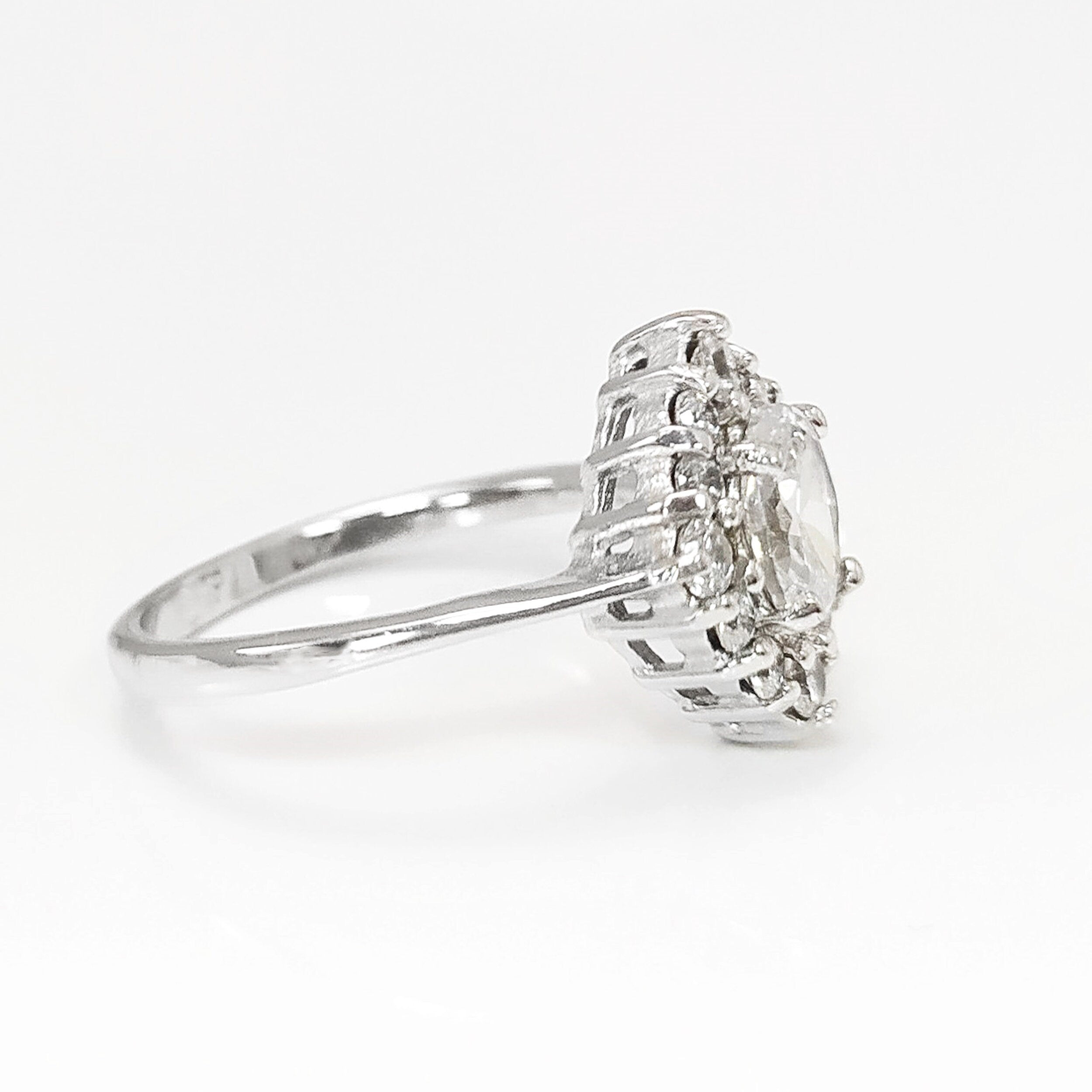 Handmade Sterling Silver Marquise Ring • Diamond CZ Engagement Ring