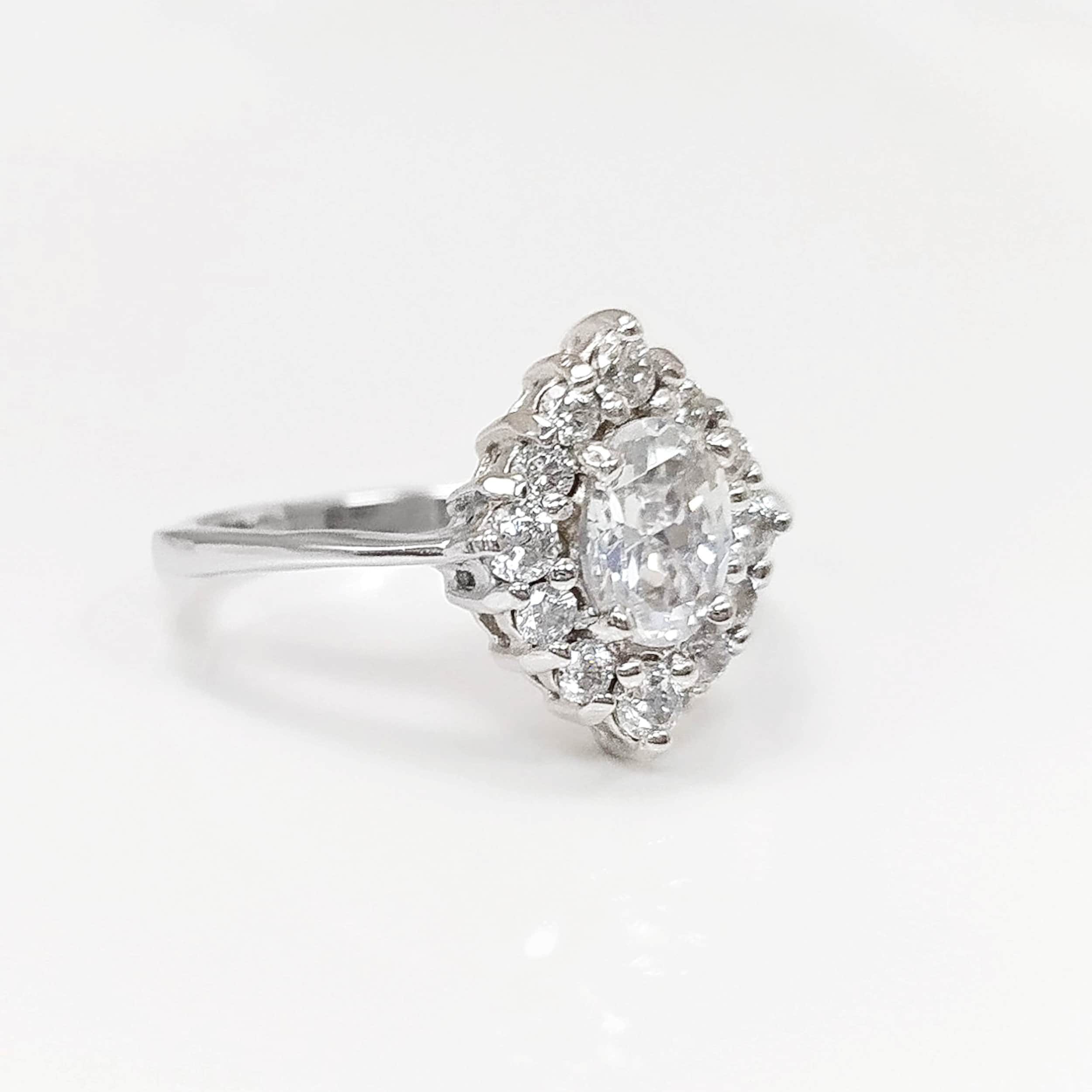 Handmade Sterling Silver Marquise Ring • Diamond CZ Engagement Ring