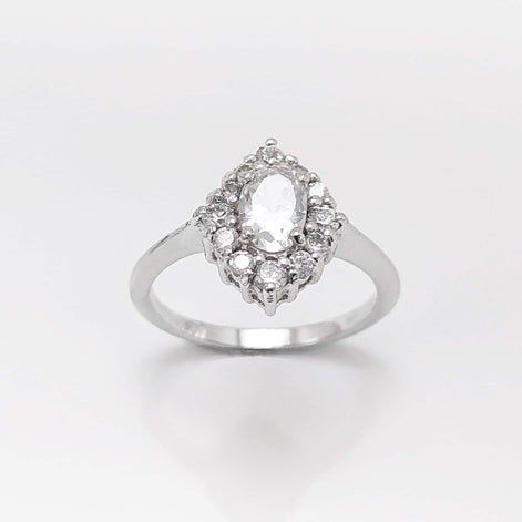 Handmade Sterling Silver Marquise Ring • Diamond CZ Engagement Ring