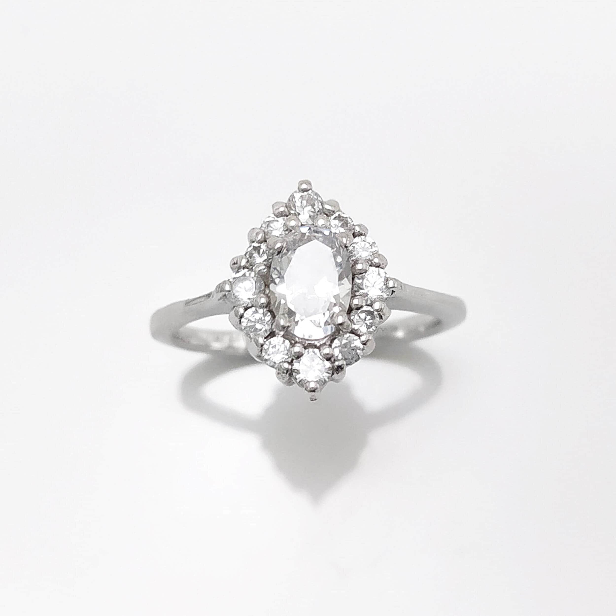 Handmade Sterling Silver Marquise Ring • Diamond CZ Engagement Ring