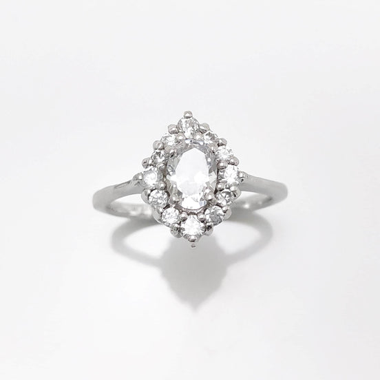 Handmade Sterling Silver Marquise Ring • Diamond CZ Engagement Ring