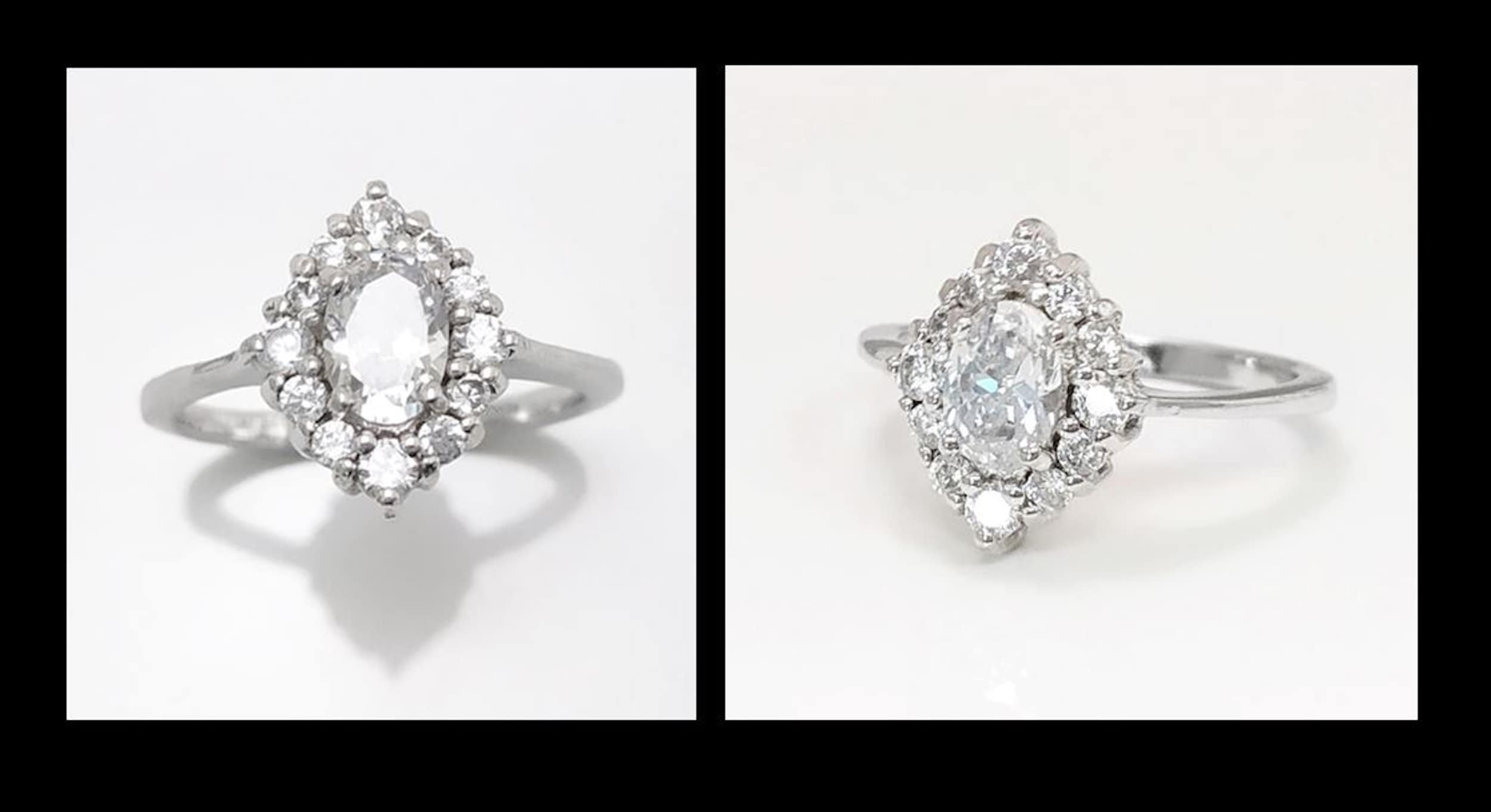 Handmade Sterling Silver Marquise Ring • Diamond CZ Engagement Ring