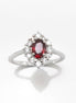 Red Ruby CZ Sterling Silver Marquise Ring, Cluster Engagement Ring