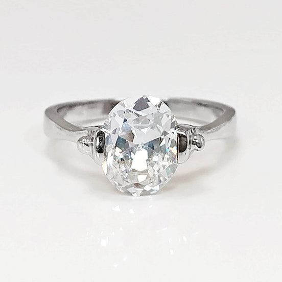 Oval Solitaire Ring, Sterling Silver, Original Oval Setting Ring, 1.5ct White Clear Stone (CZ), Modern Design Jewelry