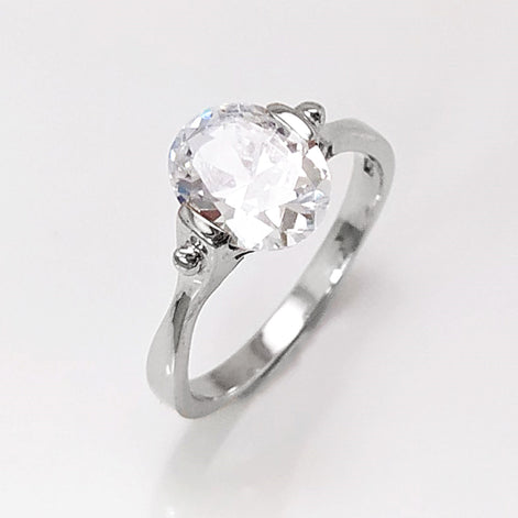 Oval Solitaire Ring, Sterling Silver, Original Oval Setting Ring, 1.5ct White Clear Stone (CZ), Modern Design Jewelry