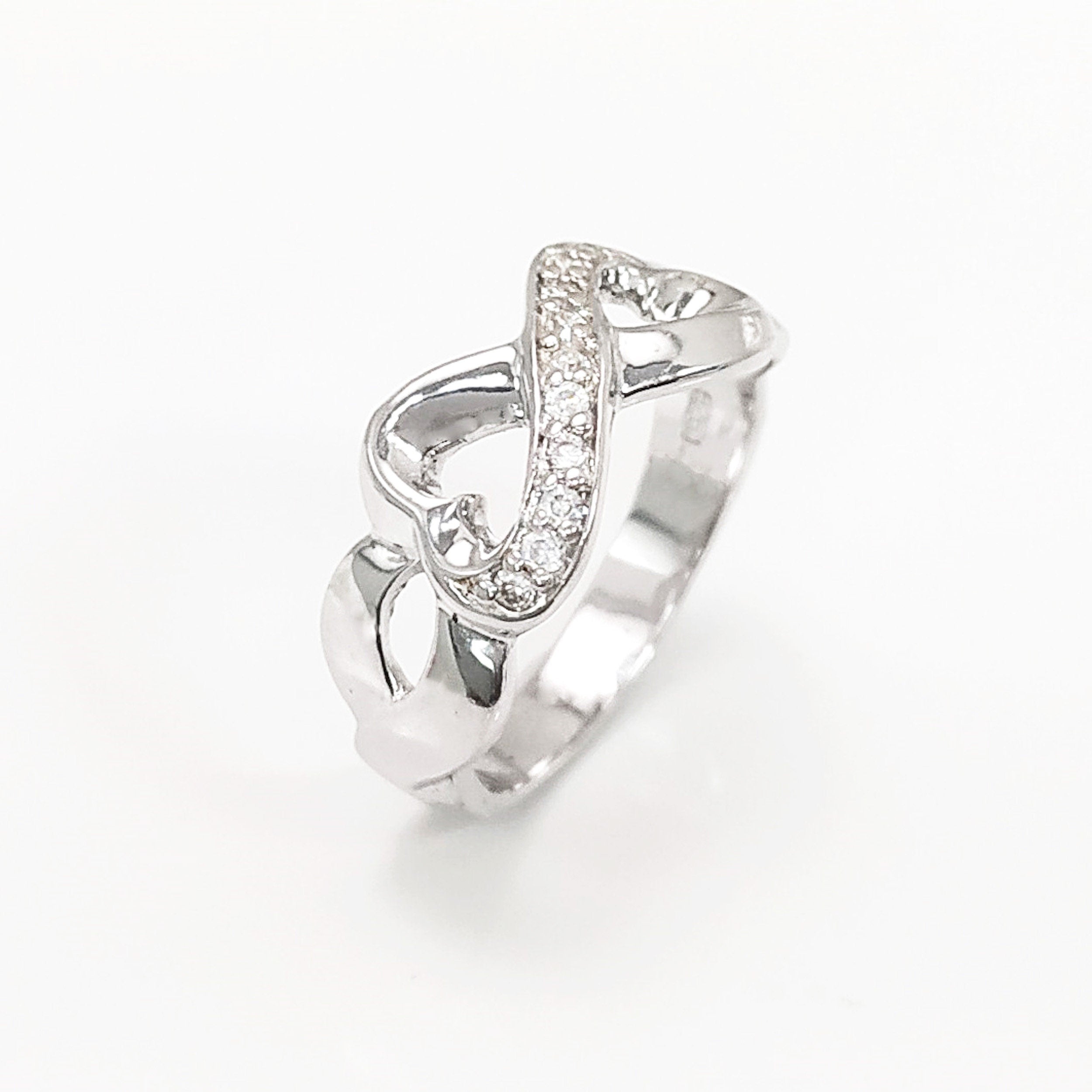 Sterling Silver Heart Infinity Ring • Eternity Promise Band