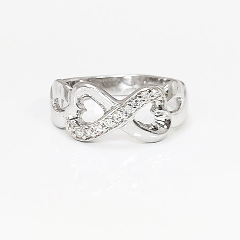 Sterling Silver Heart Infinity Ring • Eternity Promise Band