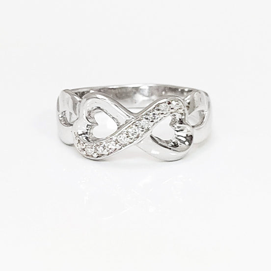 Sterling Silver Heart Infinity Ring • Eternity Promise Band