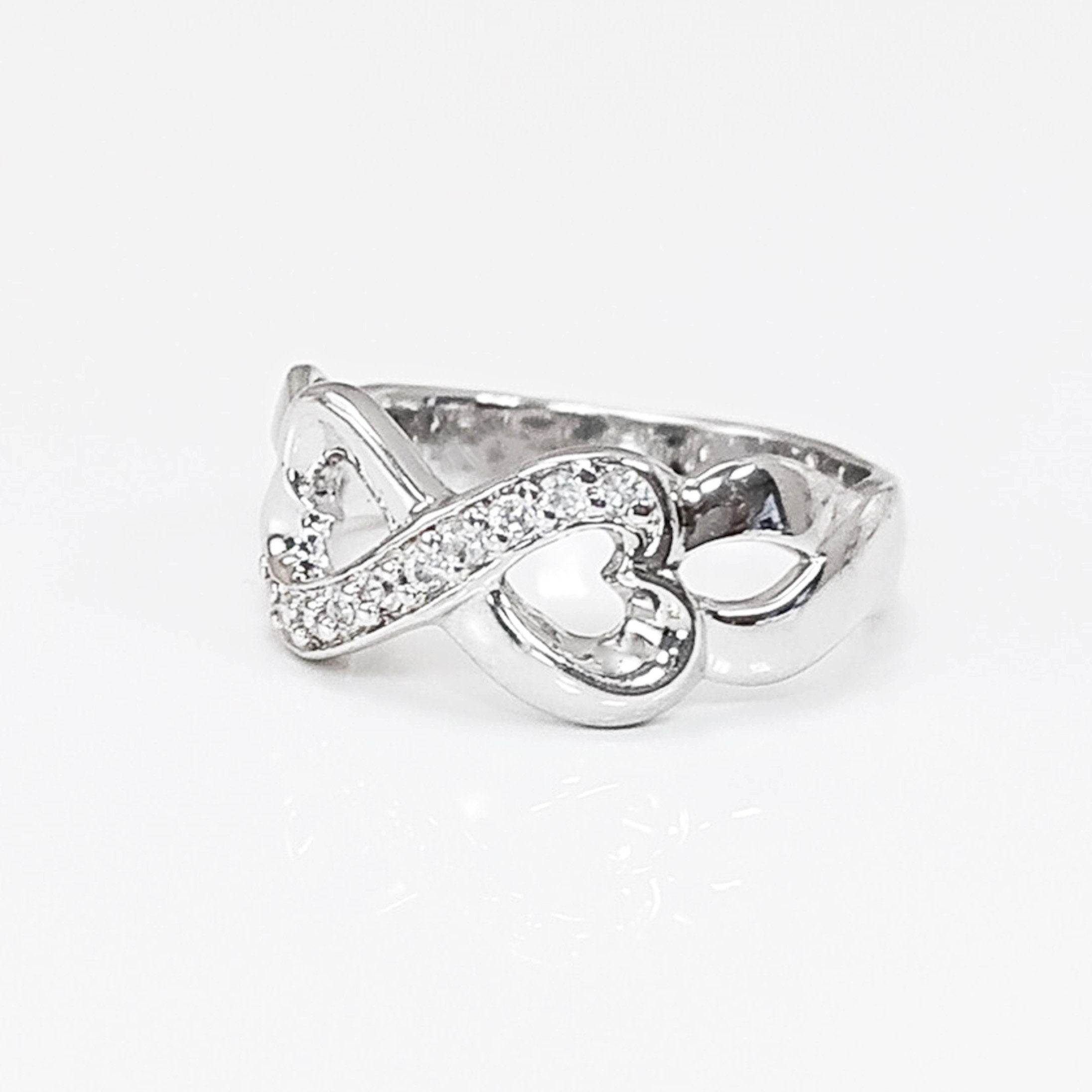 Sterling Silver Heart Infinity Ring • Eternity Promise Band