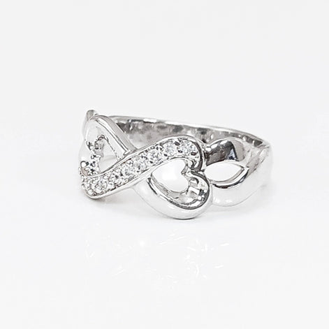 Sterling Silver Heart Infinity Ring • Eternity Promise Band