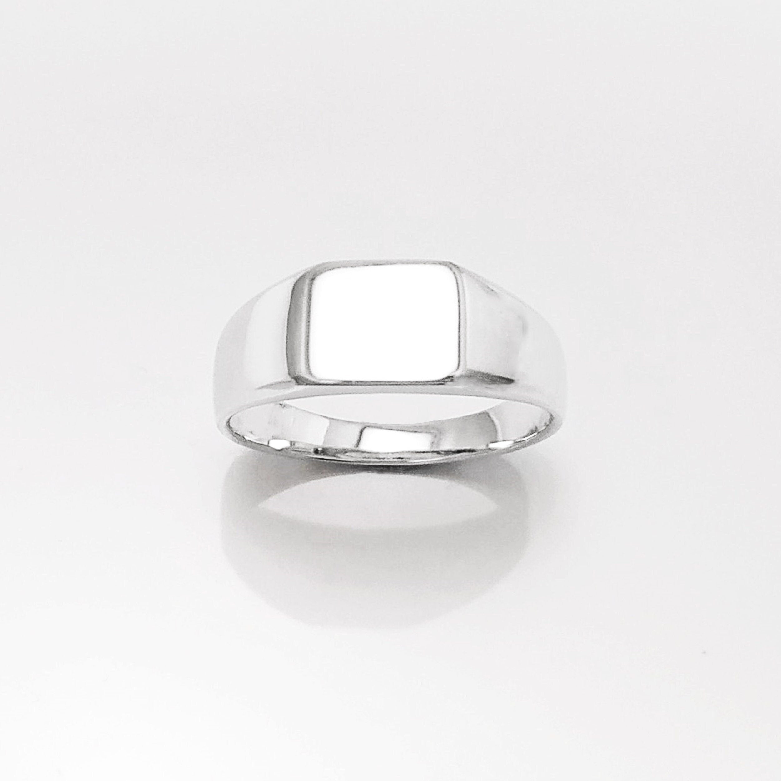 Sterling Silver Square Signet Ring, Unisex Minimalist Style