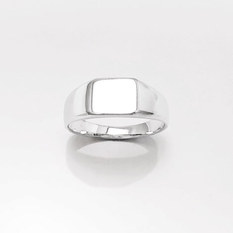 Sterling Silver Square Signet Ring, Unisex Minimalist Style