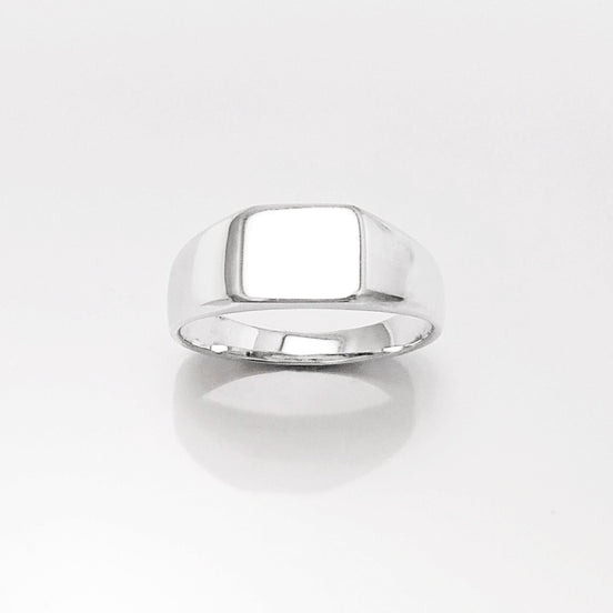 Sterling Silver Square Signet Ring, Unisex Minimalist Style