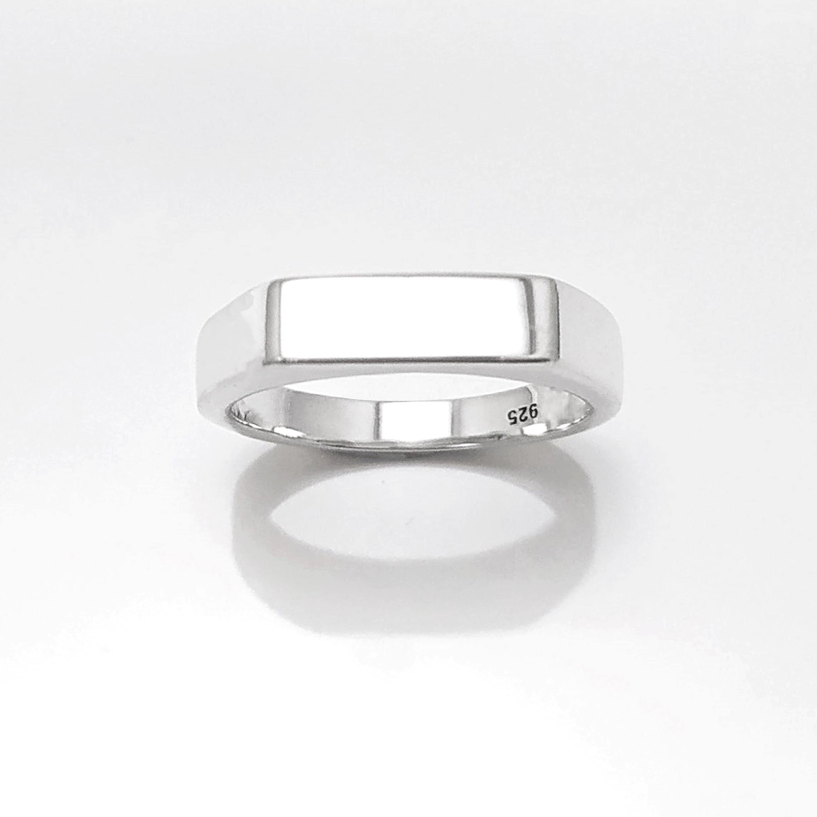Signet Band Ring, Sterling Silver, Unisex Rectangle Signet Ring, Narrow Signet Ring, Pinky Finger Ring