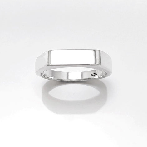 Signet Band Ring, Sterling Silver, Unisex Rectangle Signet Ring, Narrow Signet Ring, Pinky Finger Ring