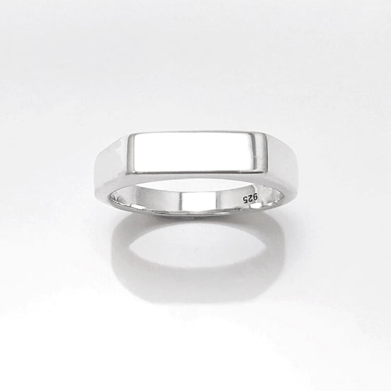 Signet Band Ring, Sterling Silver, Unisex Rectangle Signet Ring, Narrow Signet Ring, Pinky Finger Ring