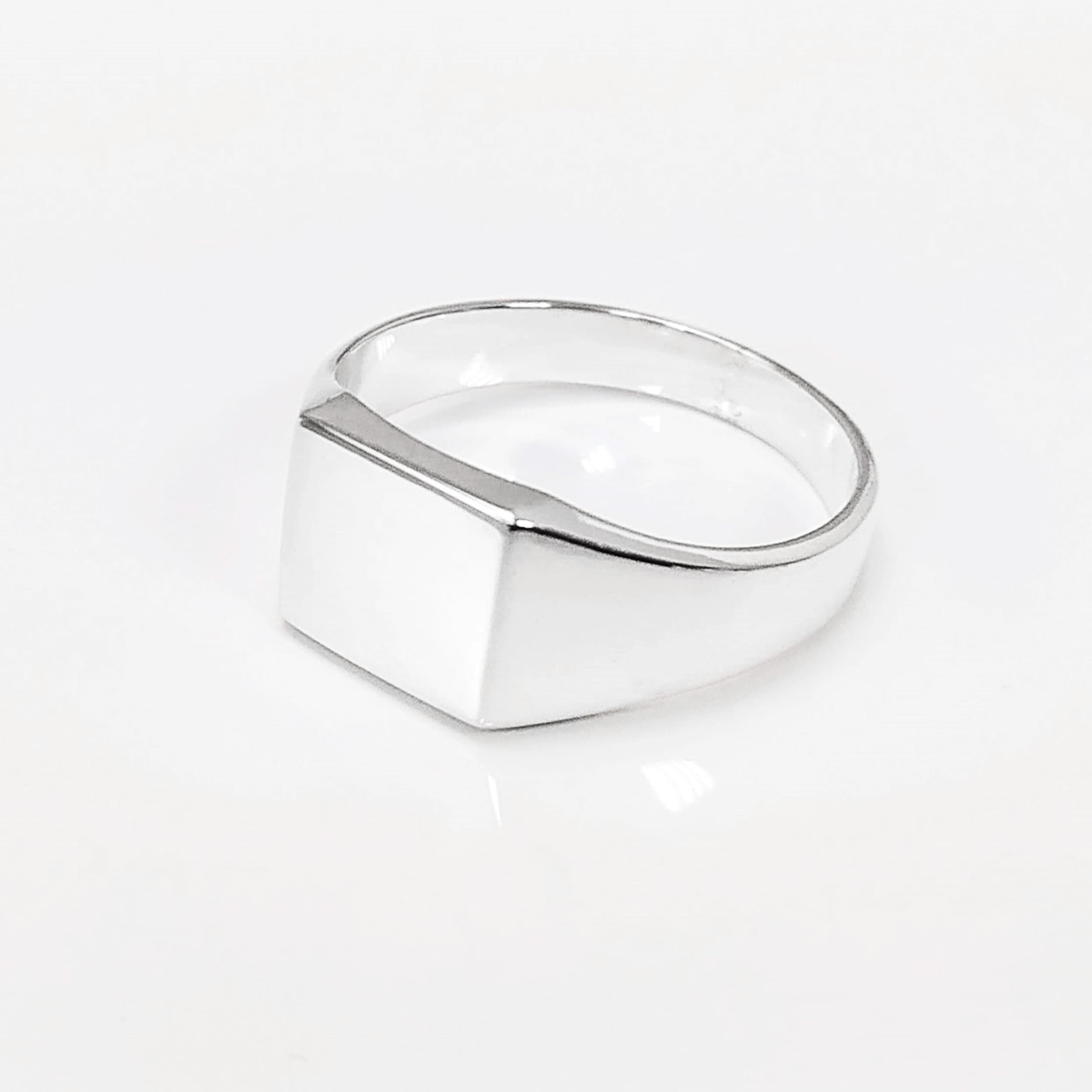 Sterling Silver Cushion Square Signet Ring, Modern Hipster Jewelry
