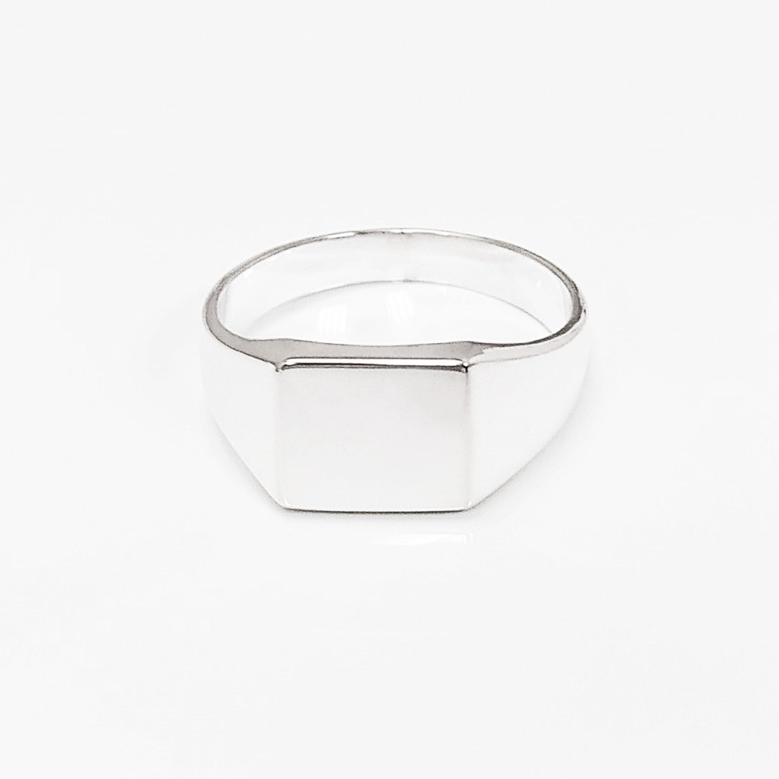 Sterling Silver Cushion Square Signet Ring, Modern Hipster Jewelry